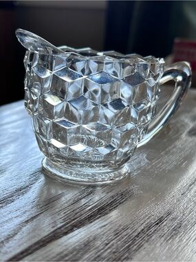Vintage Jeannette Glass Cubist Cube Creamer Clear Depression Glass